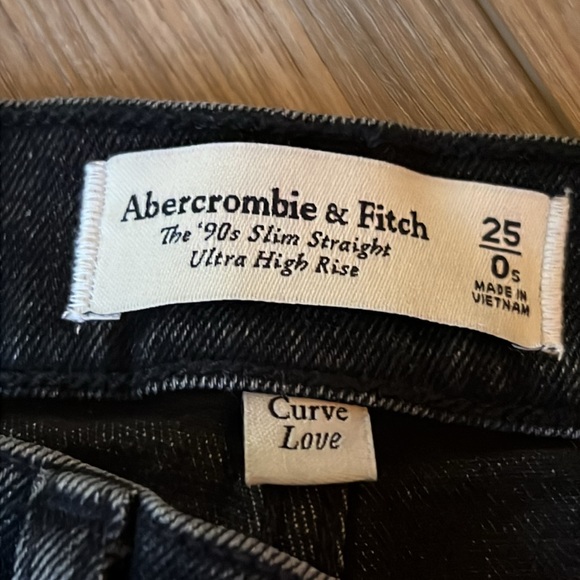 👖 ABERCROMBIE & FITCH Black Straight Jeans Sz 0 / 25 - Picture 2 of 7